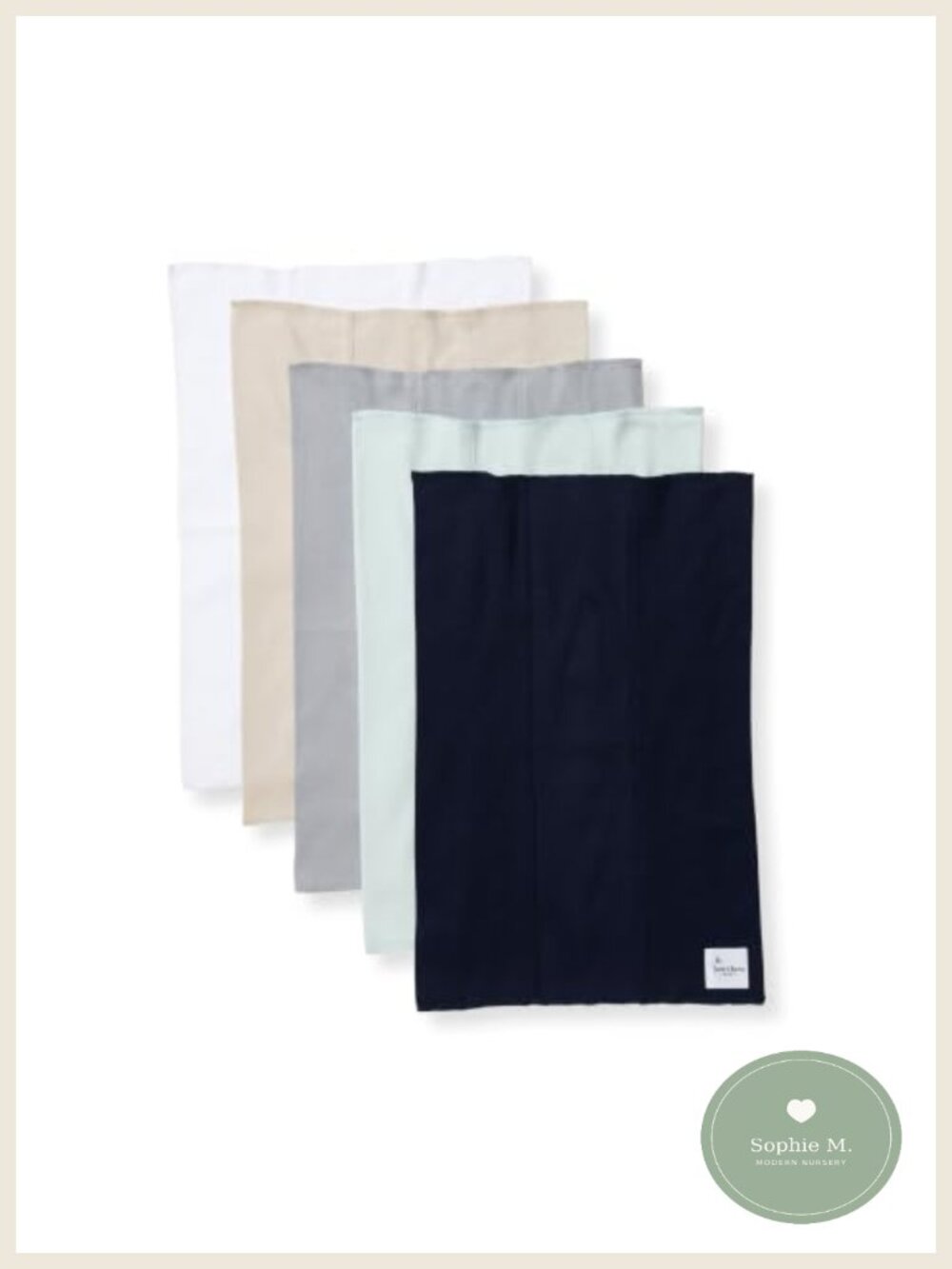 Organic Cotton Burp Cloths 5-Pack 17x11.75in Combed Ring-Spun Knit